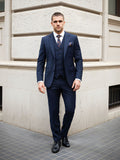 Men’s Slim Fit 3-Piece Wool-Blend Suit – Navy-0
